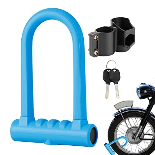 Verrous de vélo : Antivol moto U | Antivol de scooter en silicone | Fente pour clé serpentine à manille en acier pour serrure de vélo robuste avec support de montage à 2 clés en cuivre Woyufen