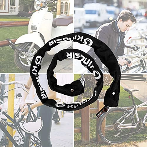 Verrous de vélo : Antivol pour vélo, chaîne de vélo, chaîne de vélo, chaîne en acier, antivol et facile à transporter, pour vélo, moto, porte, clôture (102 cm)