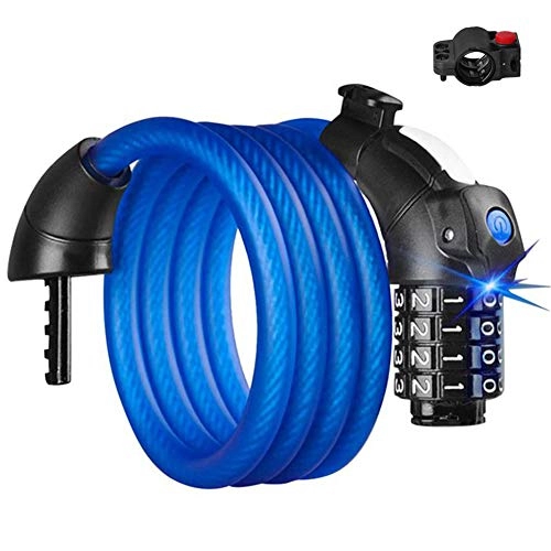 Verrous de vélo : antivol trotinette antivol Cable Blocage de Roue pour vélo Casques serrures pour vélo Casque de vélo Serrure Combinaison vélo serrures Blue, 1.8m