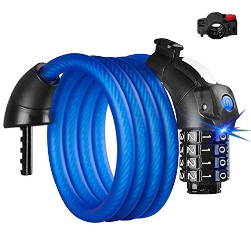 Verrous de vélo : antivol trotinette antivol Cable Combinaison vélo serrures Vélo Serrure à Combinaison Casque serrures pour vélos Casque de vélo Serrure Blue, 1.8m
