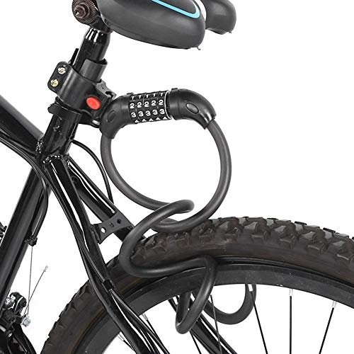 Verrous de vélo : Antivol à bande portable avec câble de 1, 5 m - Verrou de frein à disque à mot de passe à cinq chiffres pour VTT et plus
