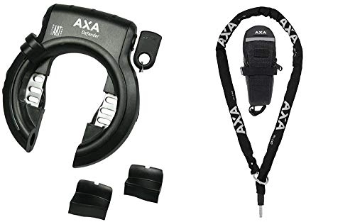Verrous de vélo : AXA Defender Serrure à Cadre Noir + Chaîne RLC 140 avec Pochette