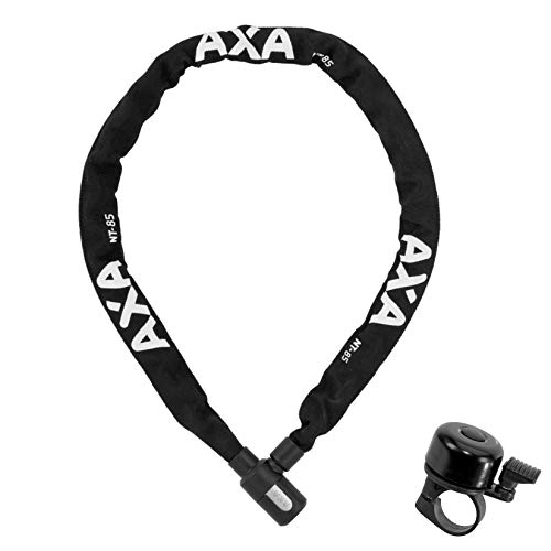 Verrous de vélo : Axa Newton NT 85 Kit de chaîne antivol Noir 85 x 85 cm Diamètre 5, 5 mm + 1 sonnette de vélo