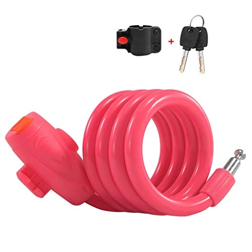 Verrous de vélo : Bike Lock, Fil d'acier Portable Verrouillage vélo Key Lock for VTT Vélo électrique Moto Vélo Verrouillage 1.2m (Color : Pink)