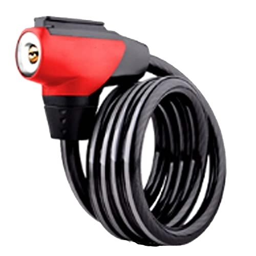 Verrous de vélo : Casier à vélo, antivol for vélo, câble de verrouillage sécurisé avec support de montage, verrous de vélo, câble antivol enroulé, rouge (Color : Rosso)