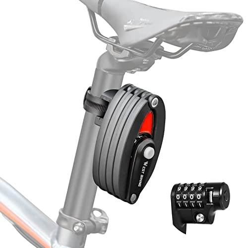 Verrous de vélo : CHIMONA Antivol pliable pour vélo avec support, cadenas à combinaison à 4 chiffres, 85 cm de long, antivol de vélo haute sécurité, antivol pliable pour VTT, vélo de course, scooter