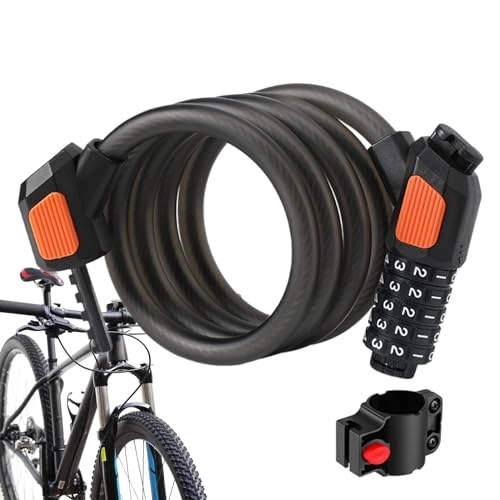 Verrous de vélo : Câble antivol pour vélo, verrou de sécurité antivol, câble antivol en acier tressé épais et robuste, code à combinaison réinitialisable à enroulement automatique, antivol à clé combinée pour vélo