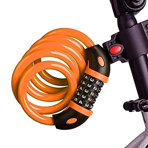 Verrous de vélo : DJDEFK Antivol Velo Verrouiller Les Accessoires de vélos Anti-vol Portable Code Verrouillage Scooter électrique (Color : Orange)