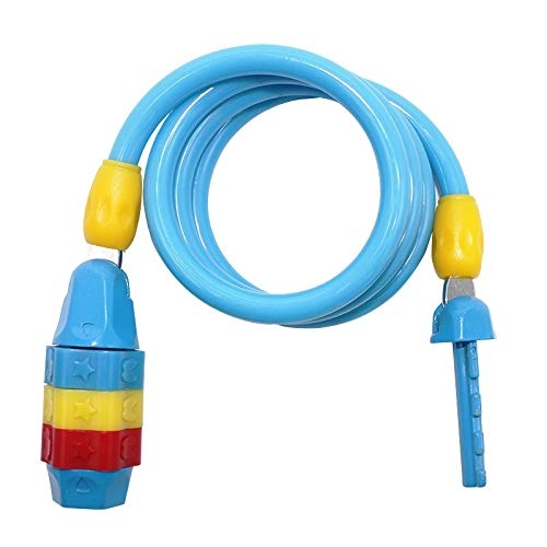 Verrous de vélo : feichang Câble antivol de vélo pour enfants avec combinaison réinitialisable, câble antivol pour vélo avec 3 codes d'image (couleur : bleu)