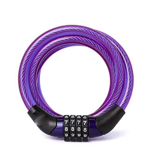 Verrous de vélo : Feiteng Serrure de vélo avec câble combiné Diamètre 6 x 1200 mm (L) et 8 x 1200 mm (L) Couleur violette Mini vélo antivol de sécurité L violet