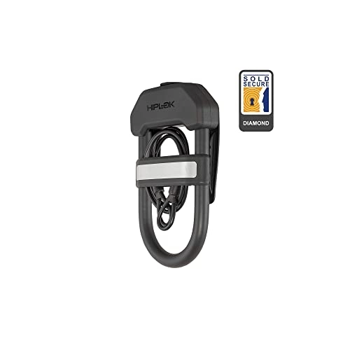 Verrous de vélo : Hiplok DXC, Antivol en U avec câble supplémentaire en Acier, Unisex, All Black, Longueur de Fermeture : 15 cm x 8, 5 cm + 100 cm