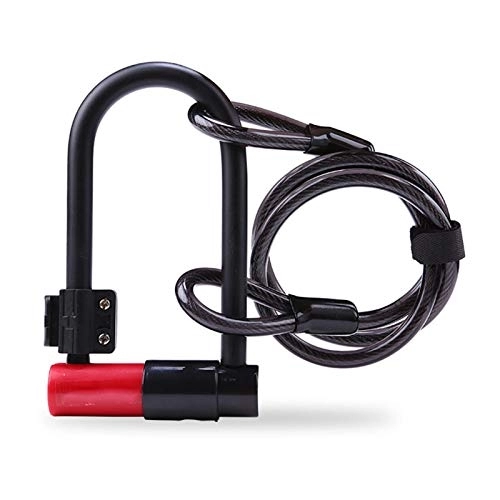 Verrous de vélo : KJGHJ Vélo ULock Cable Lock Set avec 2 Clés en Cuivre Anti-vol De Vélos Lock Set Heavy Duty Sécurité en Acier Vélo Câble ULock Set ULock (Color : Red)