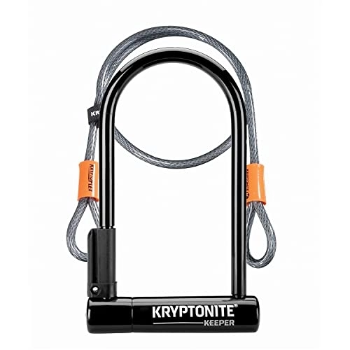 Verrous de vélo : Kryptonite Antivol en U Keeper Std W / 4' Flex | Antivol de Vélo avec Câble Flexible | Niveau de Sécurité 5 / 10 | Pour un Degré de Sécurité Modéré | Dimensions 10, 2 cm x 20, 3 cm