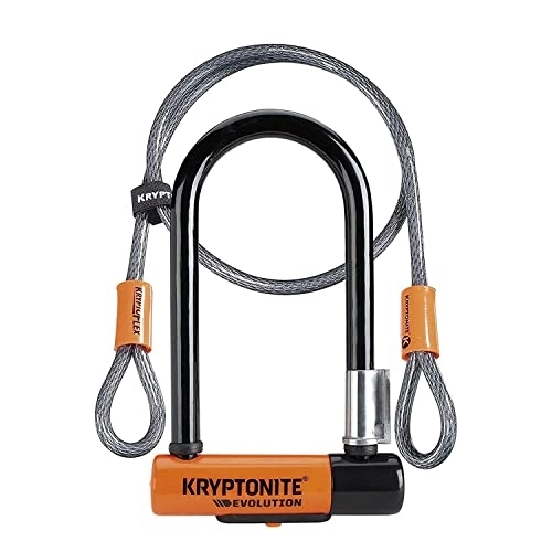 Verrous de vélo : Kryptonite Evolution Mini-7 w / Flex Cable & Flexframe Bracket Locks Mixte Adulte, Orange, 7 Pouces