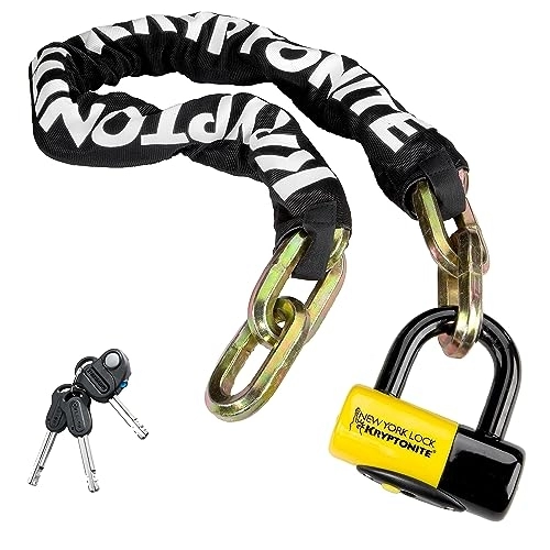 Verrous de vélo : Kryptonite New York Fahgettaboudit Chain 1410 (14Mm X 100Cm) with NY Disc 15Mm Shackle Locks Mixte Adulte