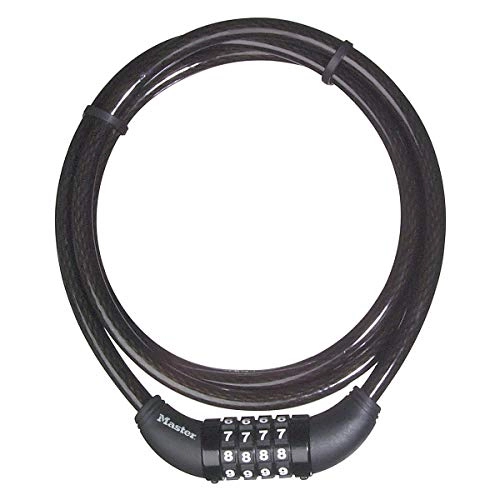 Verrous de vélo : Master Lock 8119EURD Câble, Combinaison programmable à 4 chiffres, tressées en acier, noir, 1, 50 m, diamètre 10 mm