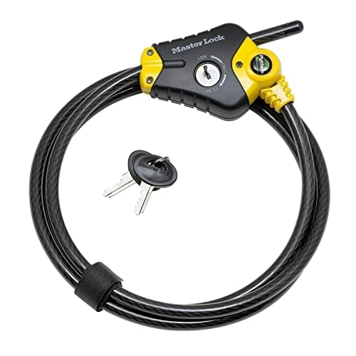 Verrous de vélo : Master Lock 8433EURD Câble de sécurité avec serrure à clé, noir, de 30 cm à 1, 8 m