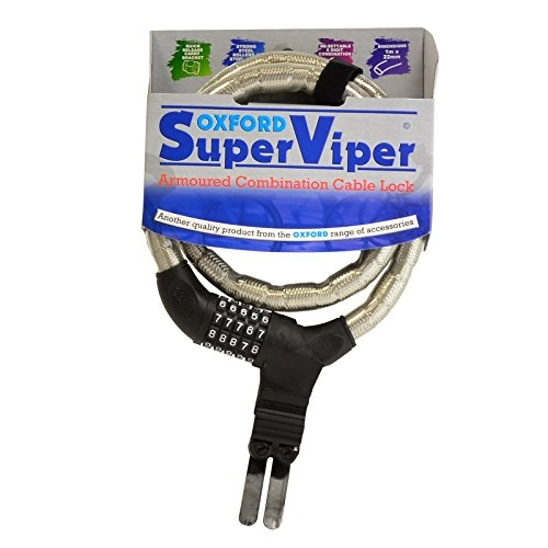 Verrous de vélo : Oxford Super Viper Antivol blindé câble à Combinaison Argent / Noir 1 x 22 mm
