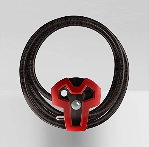 Verrous de vélo : Serrure de câble SAFEMAN®-T, serrure de vélo, serrure de ski, serrure - serrure multifonctionnelle avec clé – noir (rouge)