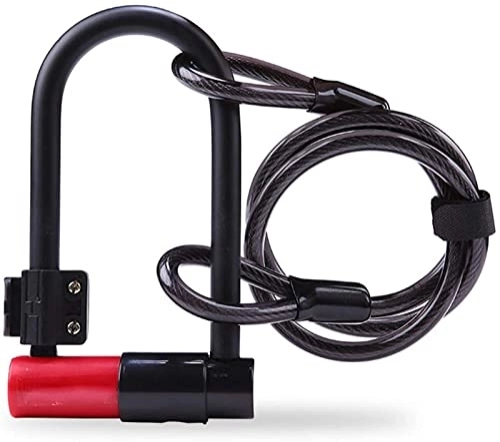 Verrous de vélo : Serrure de vélo vélo U-Lock câble antivol avec 2 clés en cuivre antivol vélo serrure ensemble robuste en acier sécurité vélo câble U-Lock, Red
