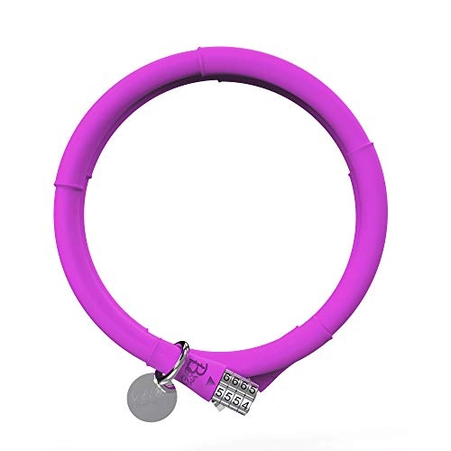 Verrous de vélo : Verrou de câble de vélo en Bambou, 4 Chiffres à Spirale pour vélo, Serrure de sécurité recouverte de Silicone avec diamètre 13 mm x 100 cm, Rose Purple