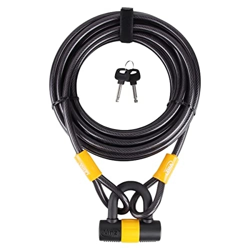Verrous de vélo : Vinz Kinabalu Câble antivol | Enroulable 3 m – 15 m de long x 12 mm de diamètre | Convient également comme cadenas de bateau ou pour bloquer les meubles de jardin (10m)