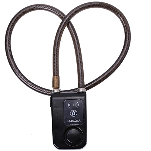 Verrous de vélo : vélos Gates Bluetooth Smart Lock, APP contrôle anti Vol d'alarme antivol à chaîne avec 105 dB Alarme, Noir