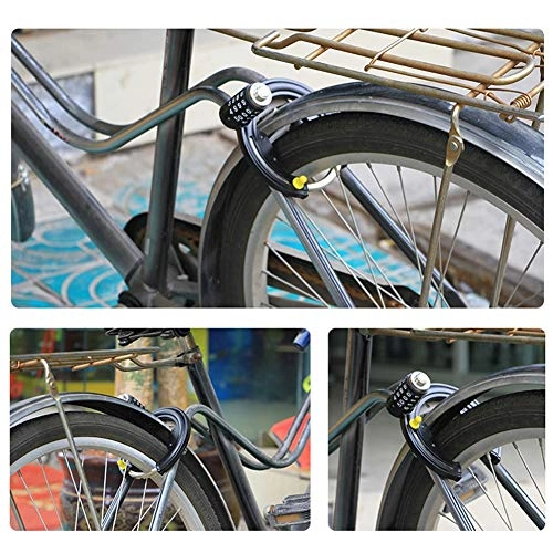 Verrous de vélo : YUXIN Zhaochen Sécurité vélo Verrouillage Général vélo Verrouillage Mot de Passe de vélos en Fer à Cheval Griffes Anti-vol VTT vélo Serrures (Color : Black)