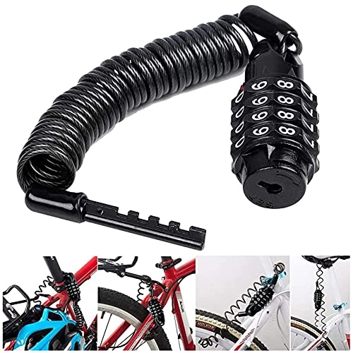 Verrous de vélo : YYQQ Câble antivol de vélo avec Code réinitialisable, 1, 6 m, Combinaison de Cadenas de vélo, câble antivol léger et de sécurité pour vélo, Scooter, Bagages, Noir