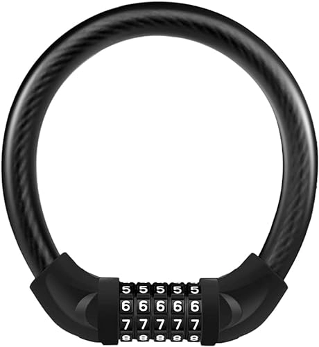 Verrous de vélo : ZECHAO Verrouillage du vélo, gras 18 mm portable portable à 5 chiffres combinaison en acier anneau anneau antivol verrouillage en alliage for motos lourds, vélo de montagne vélo câble (Color : Black