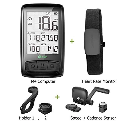 Computer per ciclismo : Bicicletta Computer Bluetooth ANT+ Bicicletta Computer Tachimetro Include Sensore di Velocità + Sensore di Cadenza con Cardiofrequenzimetro