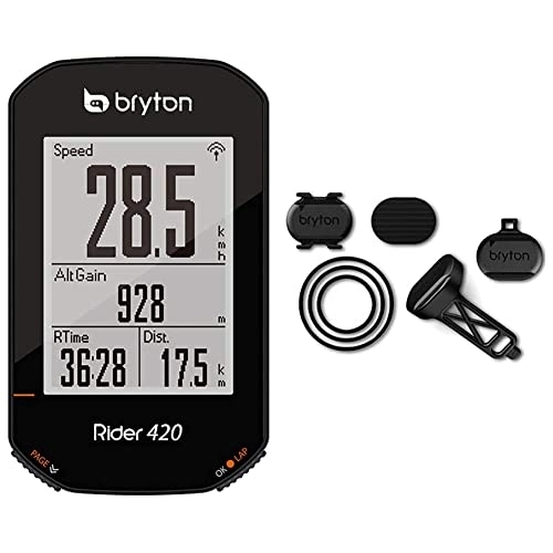 Computer per ciclismo : Bryton 420E Rider, Nero, 83.9x49.9x16.9 & DS02, Computer GPS Unisex – Adulto, Nero, M