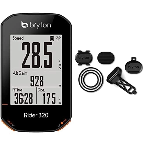 Computer per ciclismo : Bryton Rider 320E Ciclo Computer GPS, Display 2.3", Nero & DS02, Computer GPS Unisex – Adulto, Nero, M