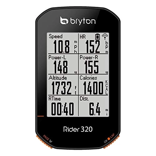 Computer per ciclismo : Bryton Rider 320E Ciclo Computer Nero GPS velocità, Distanza, Calorie, Cadenza