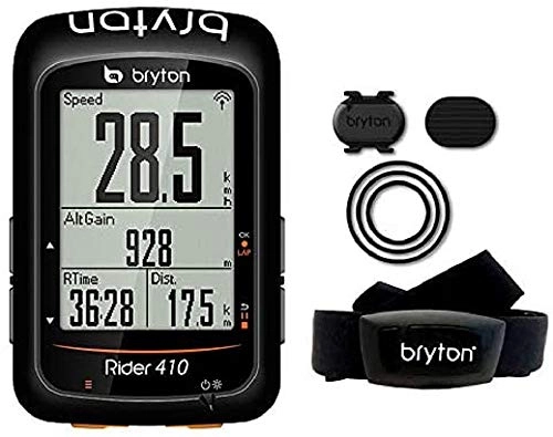 Computer per ciclismo : Bryton RIDER 410T Computer GPS, Unisex – Adulto, Nero, M