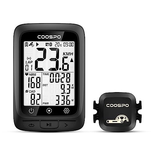 Computer per ciclismo : COOSPO BC107 Ciclocomputer GPS Senza Fili, Bluetooth ANT+ IP67 Impermeabile, Computer Bici Wireless con Display da 2, 4 pollici Retroilluminazione Automatica del Tempo di Acquisizione del Segnale