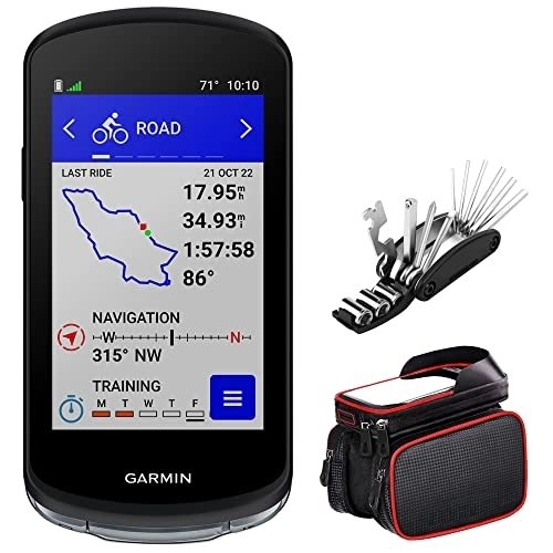 Computer per ciclismo : Garmin 010-02503-00 Edge 1040 GPS Ciclismo Computer Bundle con Deco Gear 16-in-1 multifunzione Bike Mechanic Repair Tool Kit e Deco Essentials Bike Frame Cell Phone Mount