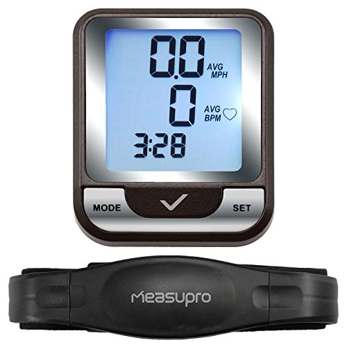 Computer per ciclismo : MeasuPro Wireless Computer, tachimetro e cardiofrequenzimetro per Bicicletta