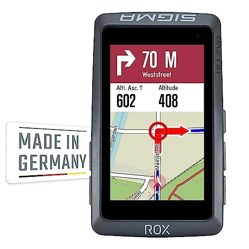 Computer per ciclismo : Sigma ROX 12.1 EVO Basic Set – Night Grey Navigatore per bicicletta Europa Bluetooth, GPS, GLONASS