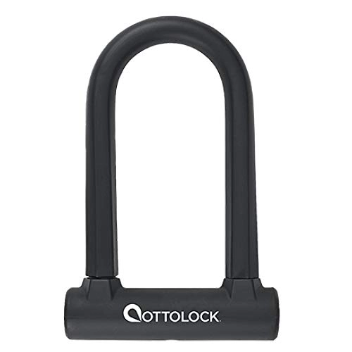 Lucchetti per bici : OTTOLOCK OTTLOCK Sidekick Compact U-Lock Bicycle Lock | Size 7 cm x 14.5 cm | Weighs Only 750 Grams | Silicone Coated Schwarz
