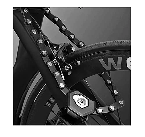 Lucchetti per bici : PANGF Lucchetto a catena portatile per bicicletta, in lega di acciaio ad alta sicurezza, per mountain bike, bici da strada, BMX, 3 chiavi e supporto di montaggio incluso, 85 cm