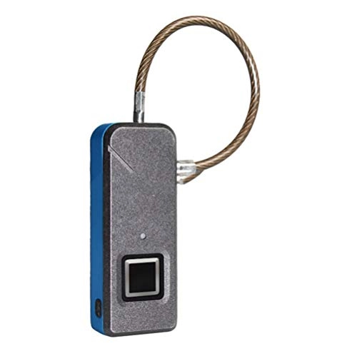 Lucchetti per bici : Smart Lock in Lega di Zinco biometria USB Meglio di Bluetooth Portatile Esterno Impronta Digitale Lucchetto, Blue