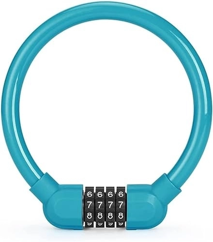 Lucchetti per bici : ZECHAO Blocco in bicicletta, reimpostare combinazione a 4 cifre password digitale anello cavo in acciaio blocco antifurto moto pesante Accessori di guida for esterni esterni Lucchetti (Color : Blue)