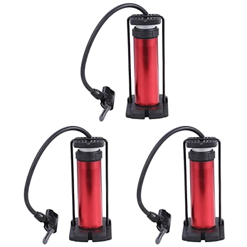 Pompe da bici : ABOOFAN 3 mini pompa portatile per bici da pavimento, pompa a pedale e pompa ad aria, valvola in lega di alluminio, senza aghi a gas, dimensioni libere (rosso)