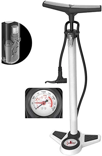 Pompe da bici : AK Pompa di bicicletta Set ad alta pressione da posizionare sul pavimento della bici della pompa della bicicletta del ciclo della pompa a mano del pneumatico con manometro pressione d'aria, bianca, 65
