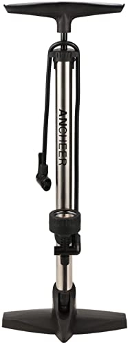 Pompe da bici : ANCHEER Pompa Verticale ad Alta Pressione con barometro per Biciclette elettriche (Grigio Argento)