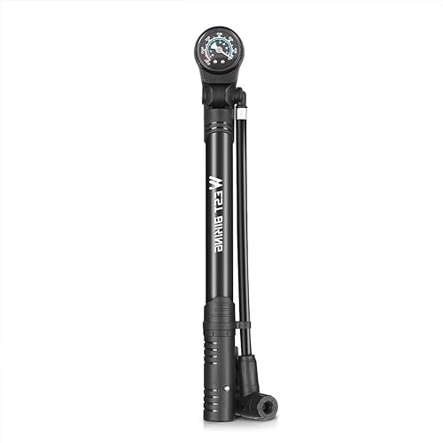 Pompe da bici : Aunis Pompa portatile per bici da 120 PSI con manico regolabile, pompa ad aria per gonfiaggio con manometro, ad alta pressione, per valvole Presta e Schrader