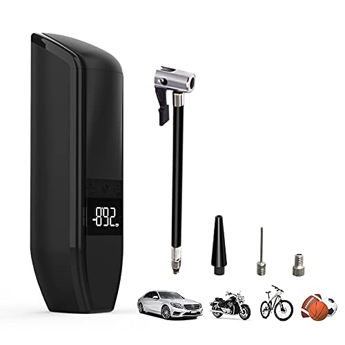 Pompe da bici : Aviski Compressore d'Aria Portatile Migliorato con USB Batteria 6000mAh, Pompa per Elettrica con Luce di Emergenza, Display Digitale per Bici, Moto, Palline - Nero