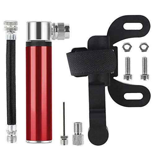 Pompe da bici : Mini pompa per bicicletta in lega di alluminio, pompa ad aria manuale per pneumatici da bicicletta, gonfiatore per mountain bike BMX, valvola Schrader (rosso)