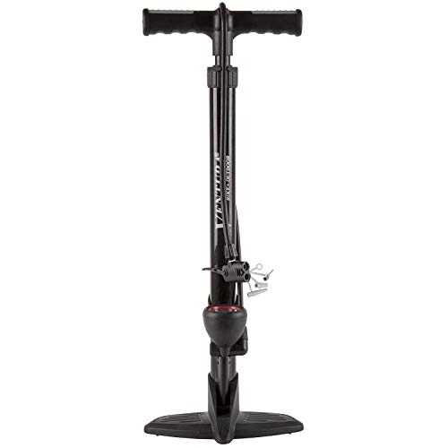 Pompe da bici : Ventura Unisex - Pompa da terra per adulti, in acciaio nero, con manometro, con doppia testa universale, con adattatore per materasso ad aria e ago